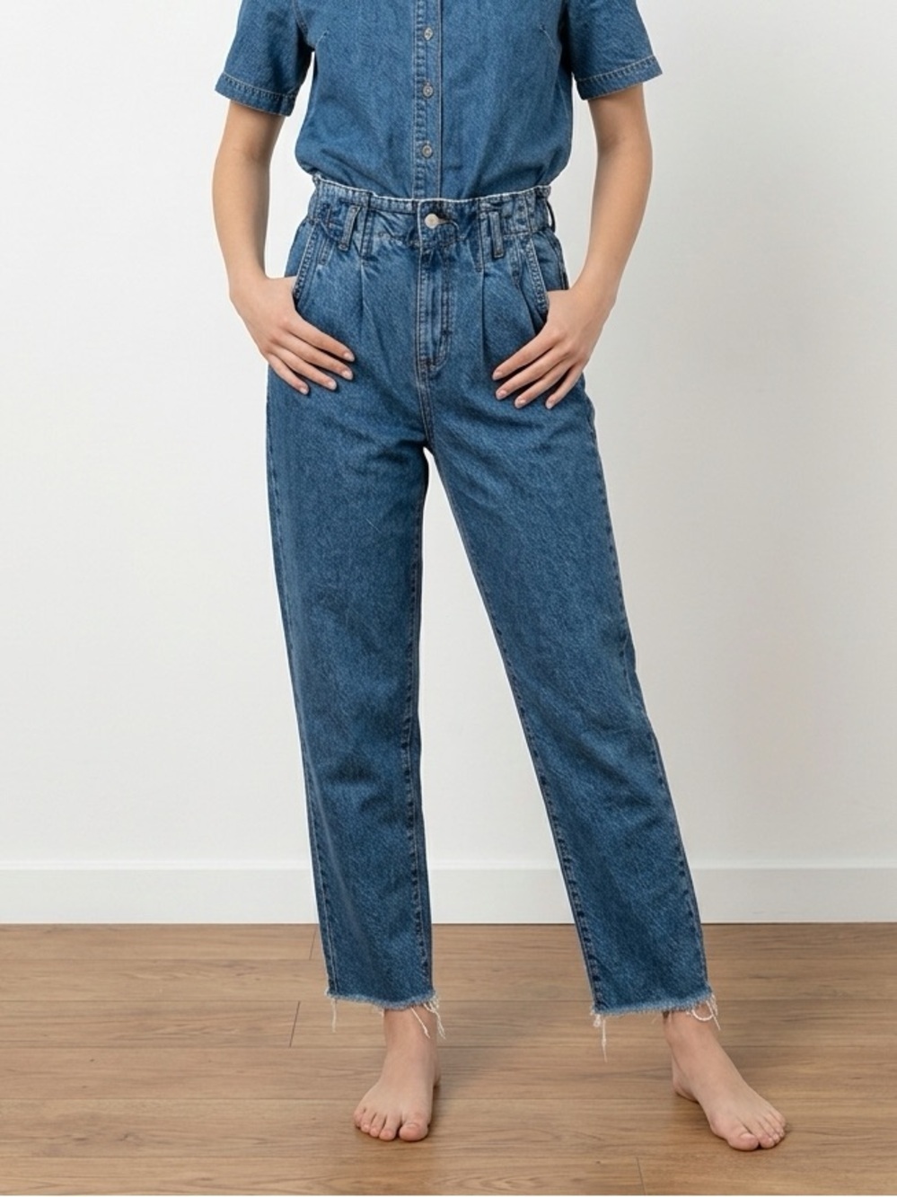 Garage Light Blue Straight Leg Paper bag Jeans | Size 3